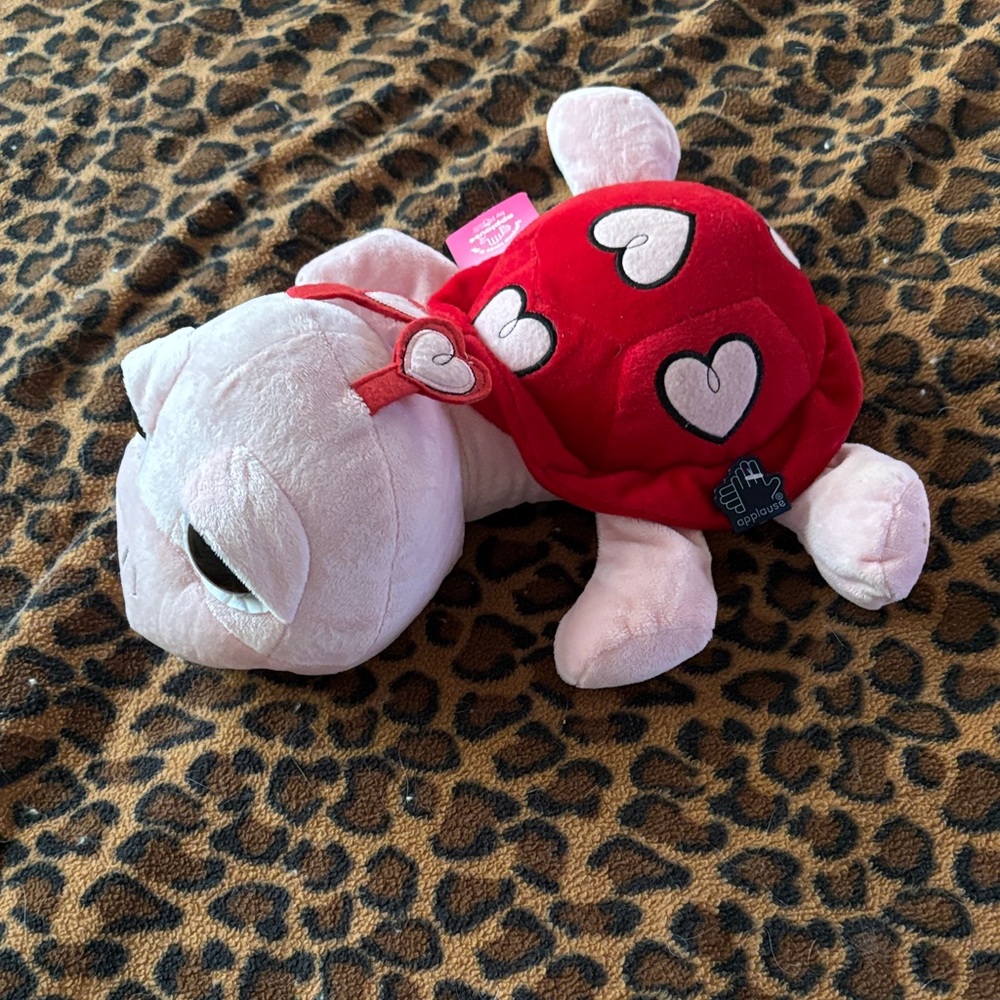 Red and Pink Plush Turtle Toy